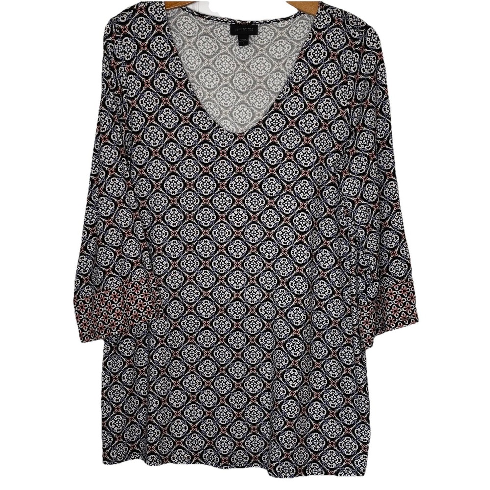 J. Jill Wearever Collection Top Shirt S Moroccan Print Bell Sleeve Career-Casual